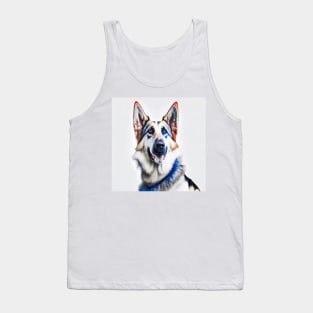 [AI Art] Red, blue and white German Shepherd Tank Top